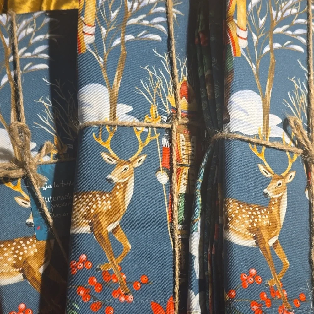 3 Sur La Table Nutcracker Napkins - Red and Blue, 3 Sets Of 4